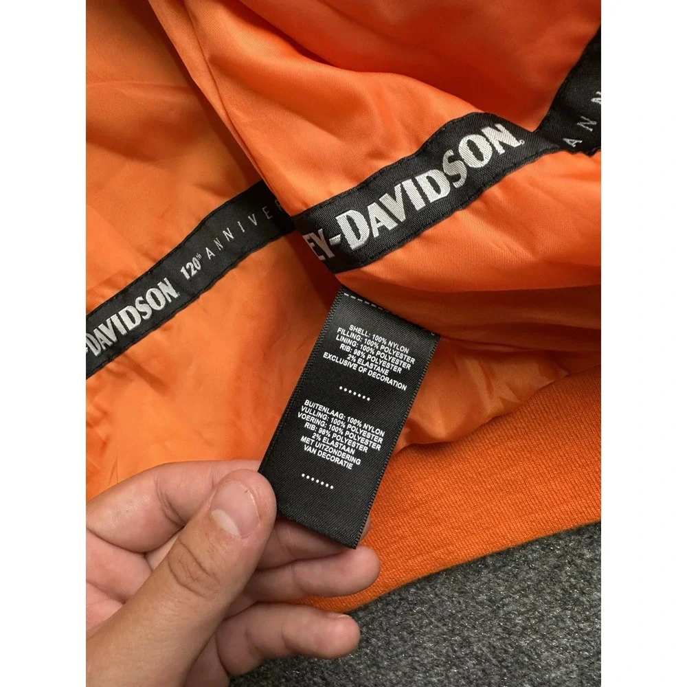 Womens 2023 Harley-Davidson 120th Anniversary Bomber Jacket Orange NWT, Size XL